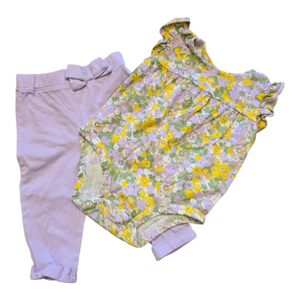 CARTER'S Lavendar and Floral 2 Piece Outfit sz 6m